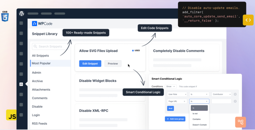 Via WPCode WPCode dashboard