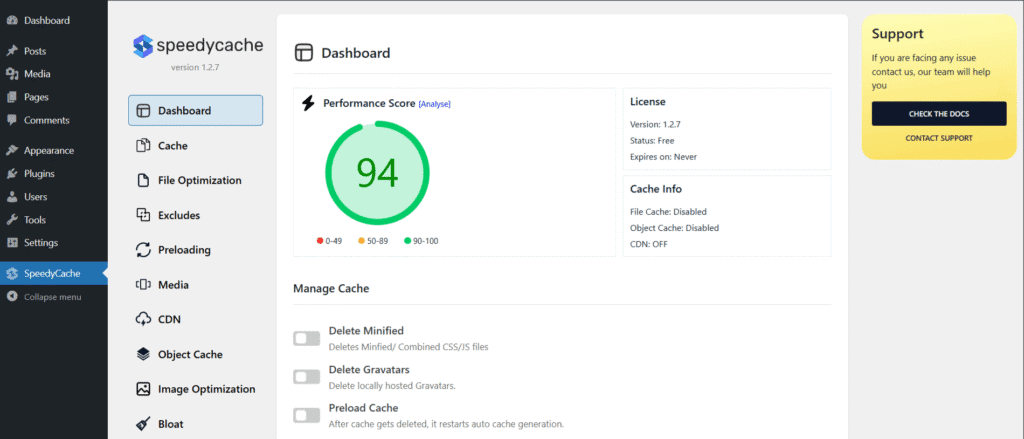 via WordPress.org speedycache plugin dashboard